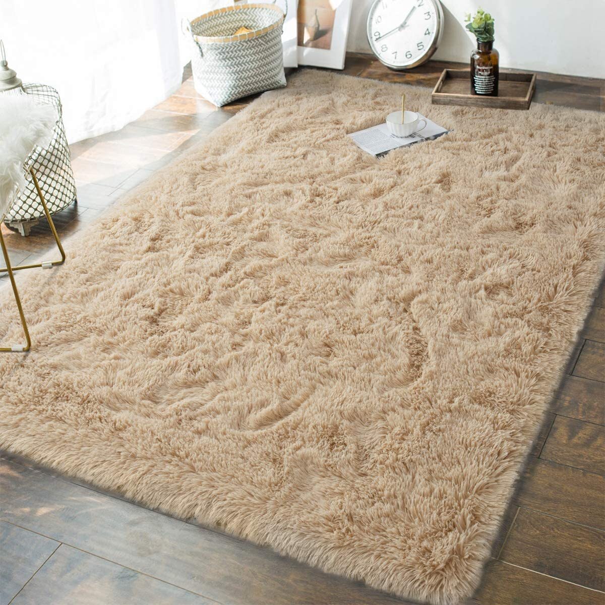 XL Extra Large 300 x 200 Soft Shag Rug Carpet Mat Beige