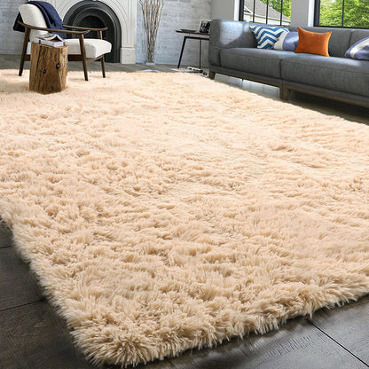 XL Extra Large 300 x 200 Soft Shag Rug Carpet Mat Beige