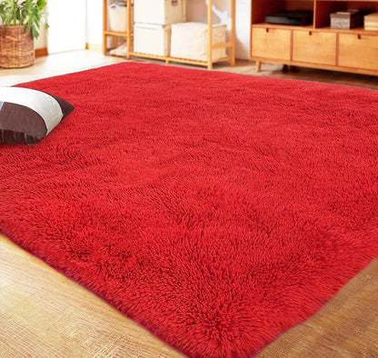 XL Extra Large 300 x 200 Soft Shag Rug Carpet Mat Red