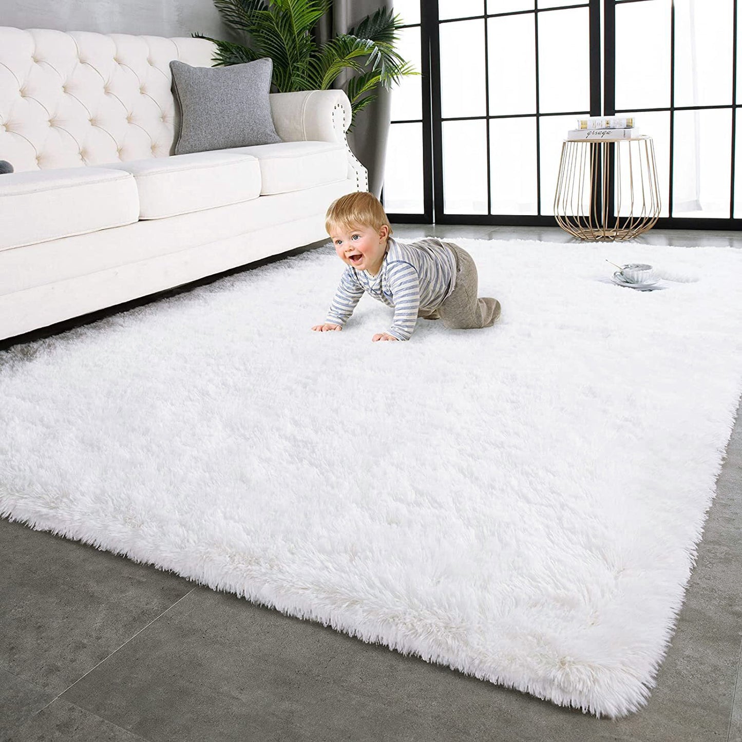 XL Extra Large 300 x 200 Soft Shag Rug Carpet Mat White