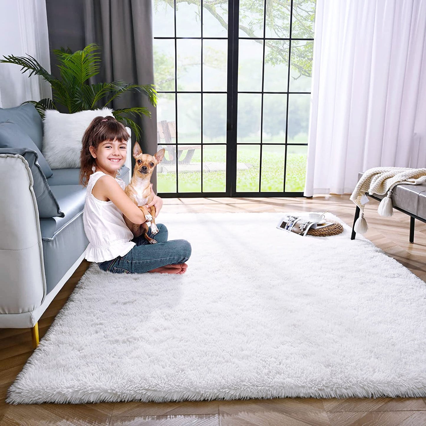 XL Extra Large 300 x 200 Soft Shag Rug Carpet Mat White