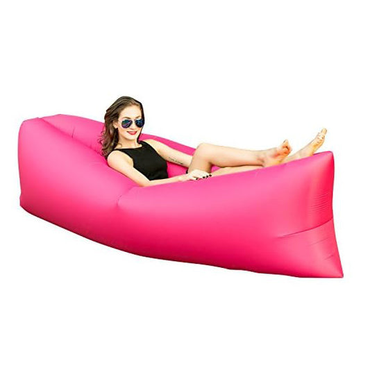 Portable Inflatable Air Sofa Lounger Lazy Couch for Outdoor Camping (Pink)