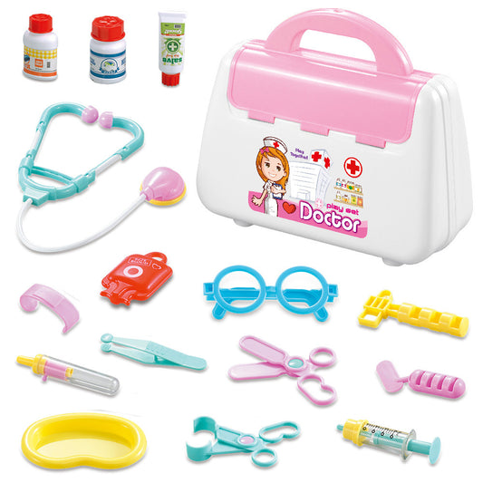 15PC Kids Doctor Play Set Pretend Medical Kit Pink