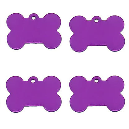 Dog Bone Shaped Personalized Pet ID Tag for Dogs Purple Aluminum