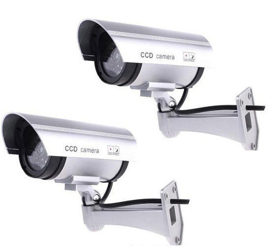 2 Pack Realistic IR Simulation Dummy Security Cameras for Home and Business