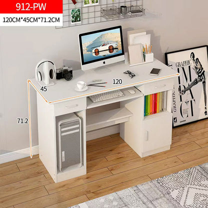 Executive Modern Office Desk with Storage Shelves White Oak