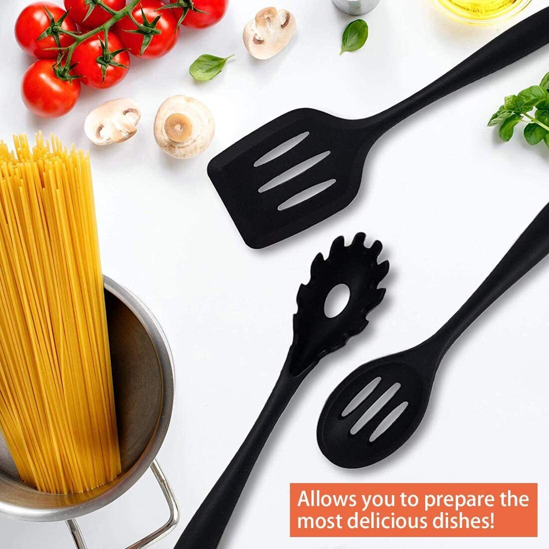 Premium Silicone Kitchen Cooking Baking Utensil Set Non-Stick Heat Resistant