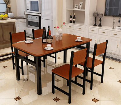 5 Piece Set Modern Wood Steel Dining Table Chairs Oak Black