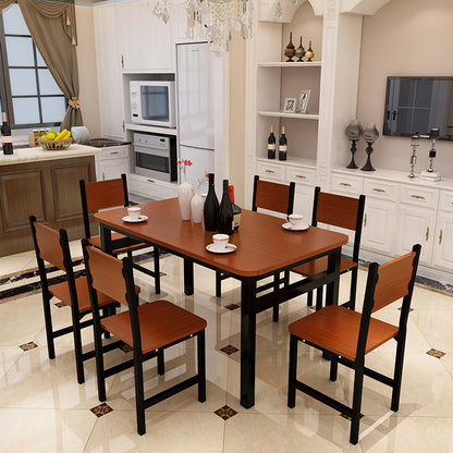 5 Piece Set Modern Wood Steel Dining Table Chairs Oak Black