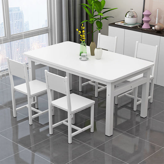 5 Piece Set Modern Wood Steel Dining Table and Chairs White