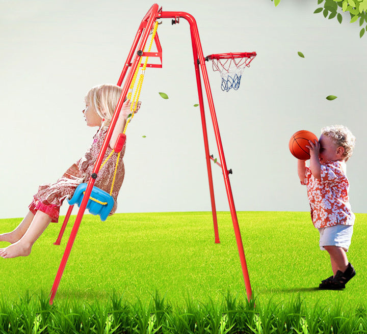 Kids 2 In 1 Swing and Basketball Playset for Backyard Fun