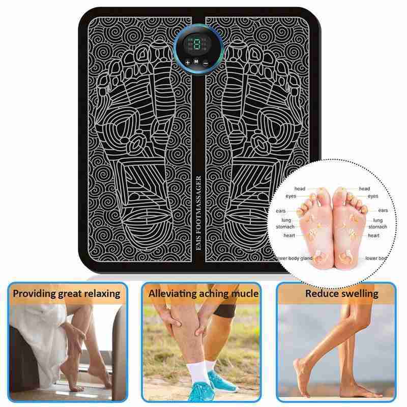 Electric EMS Physiotherapy Foot Massager Pad for Pain Relief and Relaxation