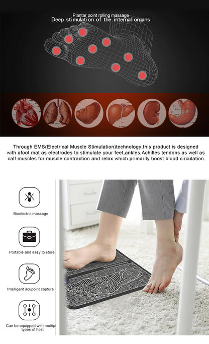 Electric EMS Physiotherapy Foot Massager Pad for Pain Relief and Relaxation