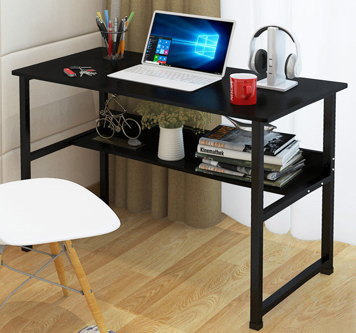 Modern Wood Metal Computer Desk with Shelf Black