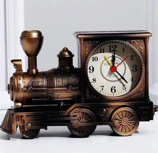 Vintage Train Alarm Clock Copper Retro Style