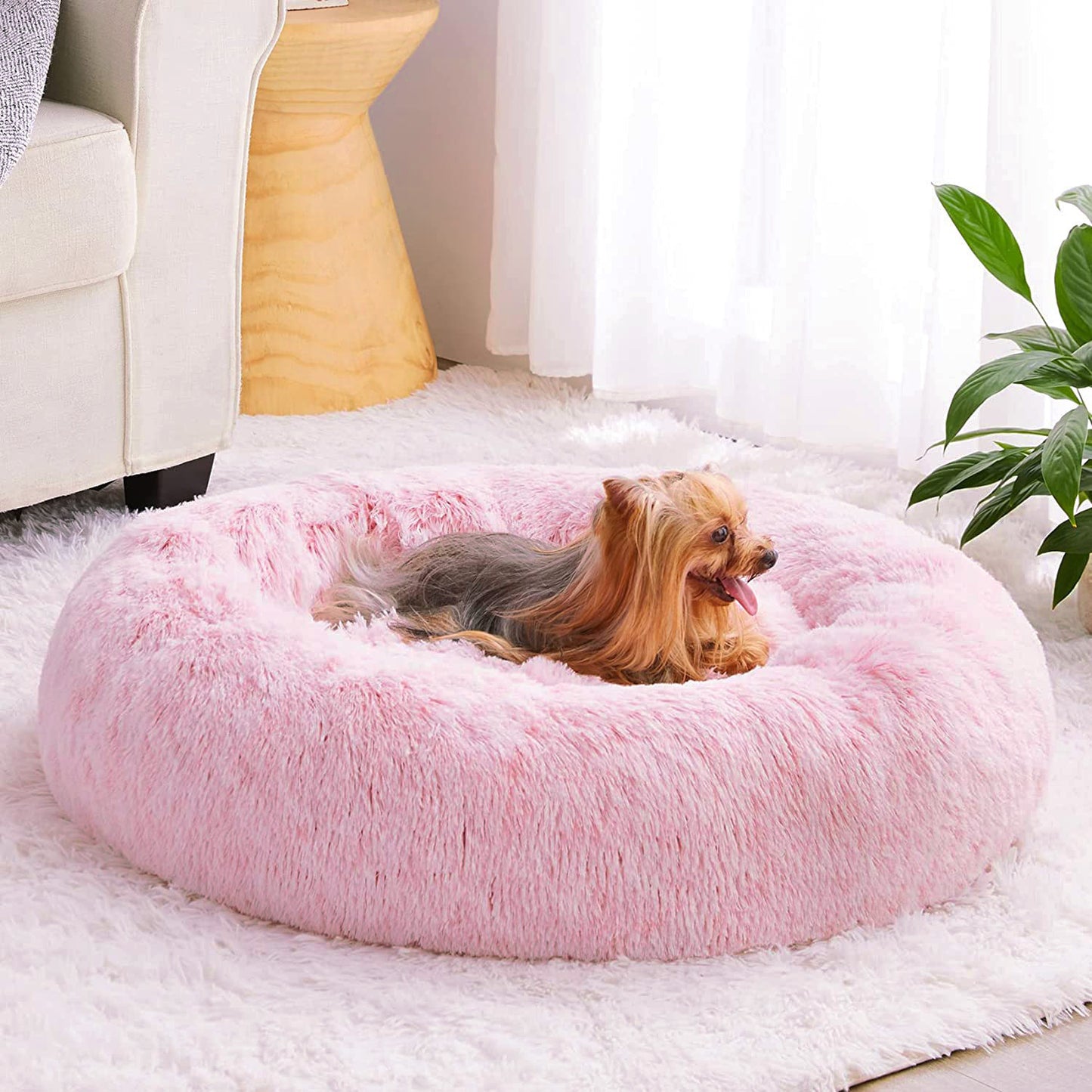 70cm Cozy Plush Soft Fluffy Pet Bed for Dogs and Cats Pink