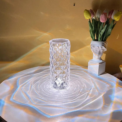 Rose Diamond Crystal LED Touch Sensor Night Light for Bedroom Decor