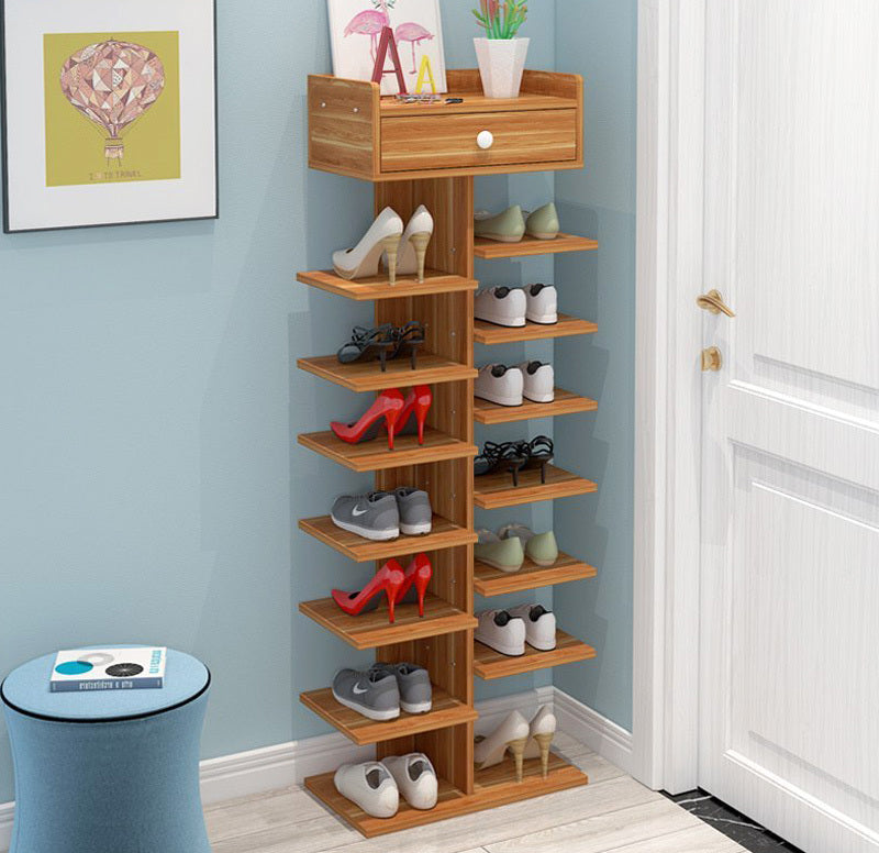 8 Tier Wooden Shoe Rack Storage Organizer Oak