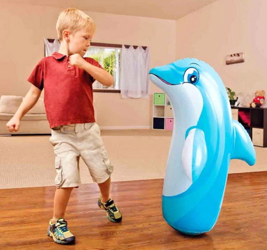 Inflatable 3D Bop Bag Fun Dolphin Toy for Kids