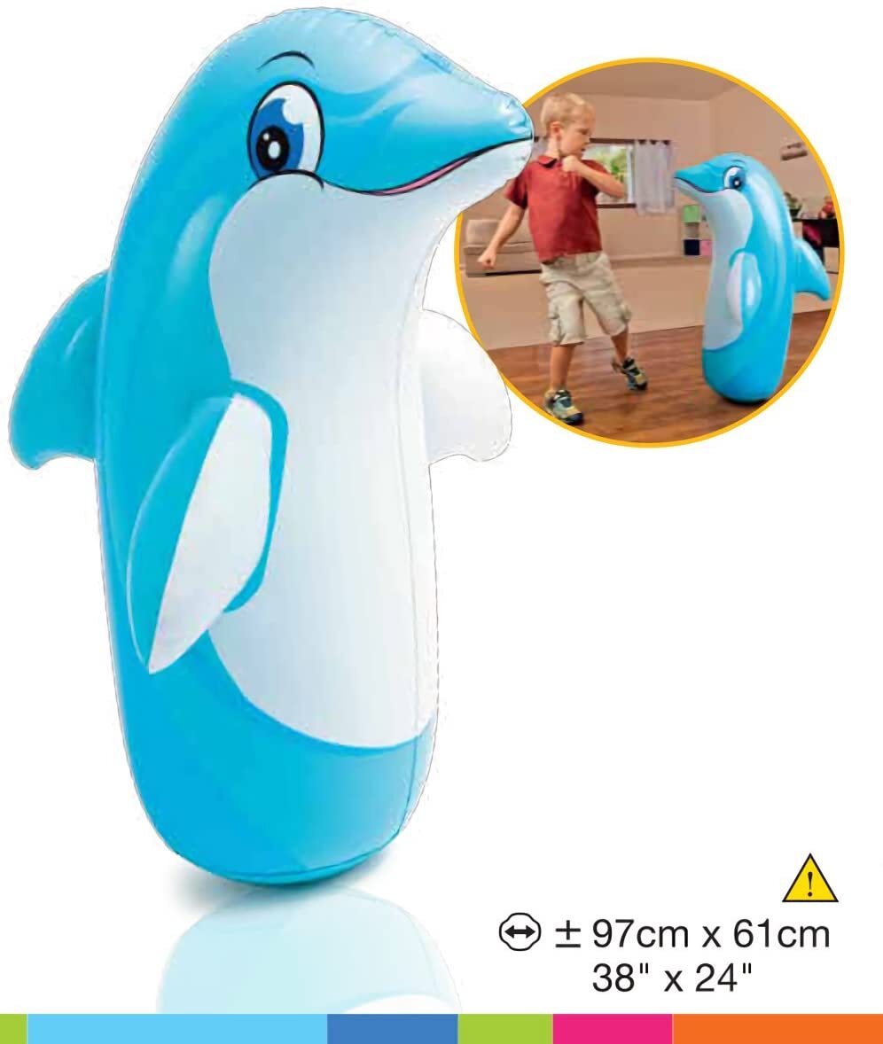 Inflatable 3D Bop Bag Fun Dolphin Toy for Kids