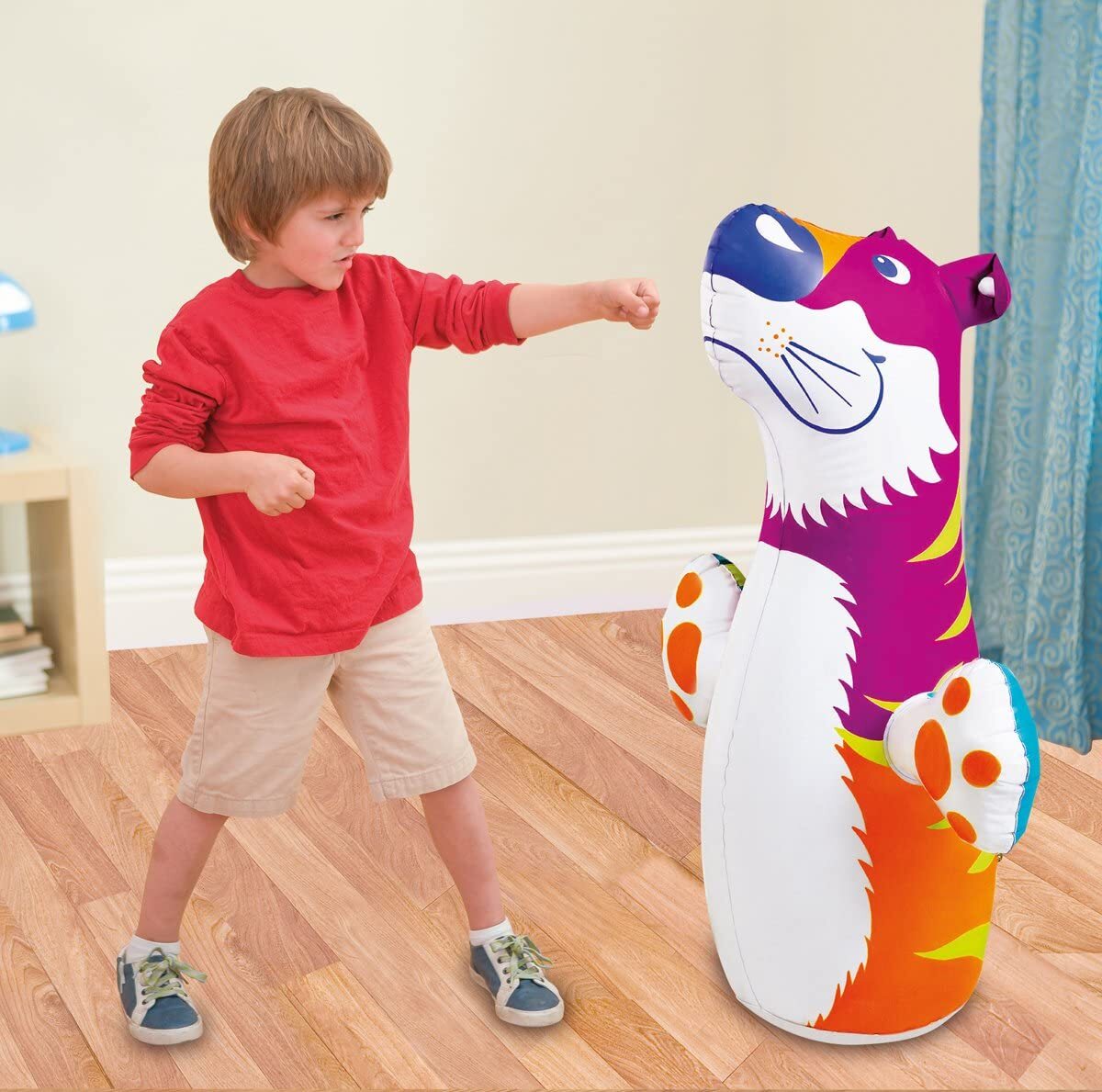 Fun Inflatable 3D Bop Bag for Kids Purple Tiger