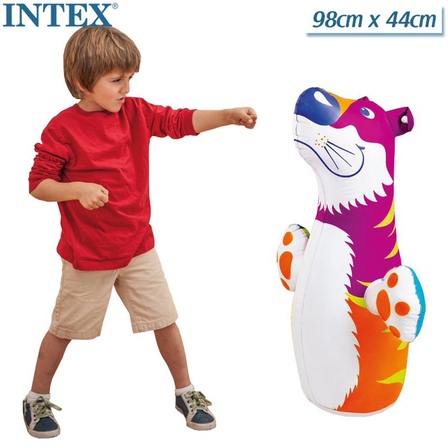 Fun Inflatable 3D Bop Bag for Kids Purple Tiger