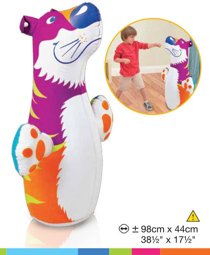 Fun Inflatable 3D Bop Bag for Kids Purple Tiger