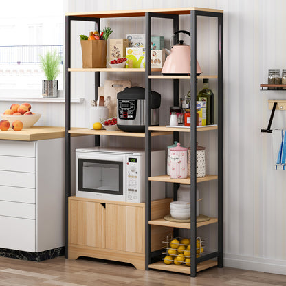 Double Cabinet Kitchen Storage Shelf Oak Black Modern Design