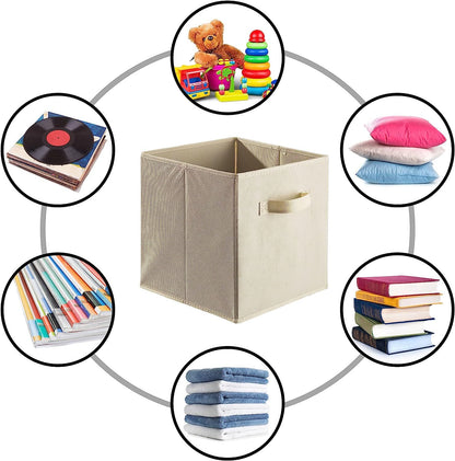 Collapsible Storage Cube Organizer for Home and Office Beige