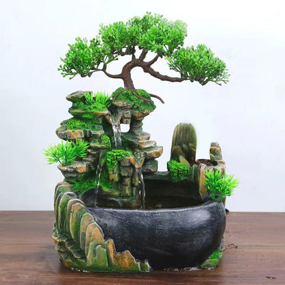 Zen Waterfall Fountain Bonsai Tree Indoor Water Feature Ornament