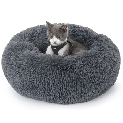 50cm Cozy Plush Soft Fluffy Pet Bed for Dogs and Cats Dark Grey