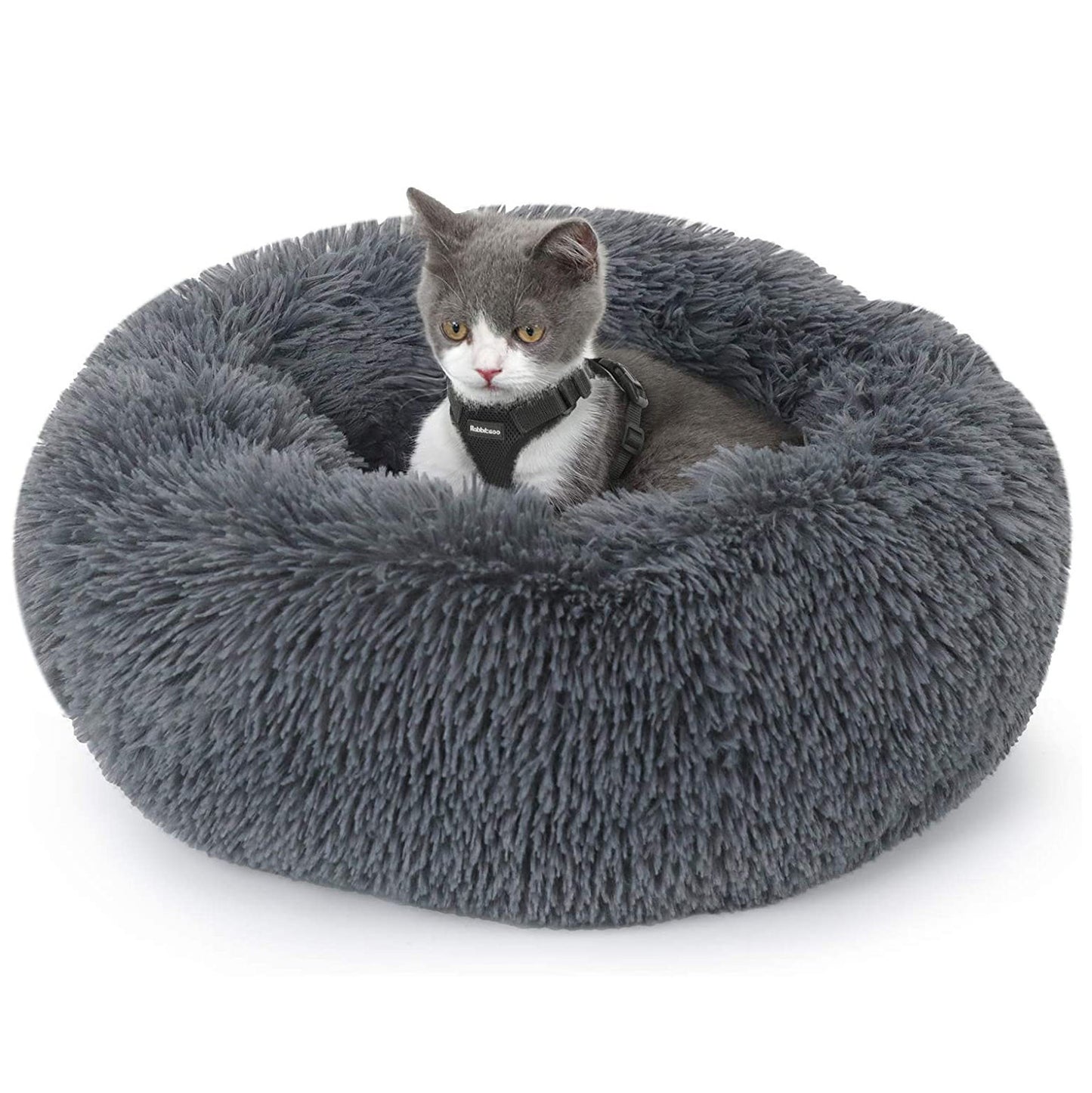 50cm Cozy Plush Soft Fluffy Pet Bed for Dogs and Cats Dark Grey