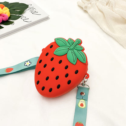 Cute Strawberry Silicone Crossbody Bag for Girls