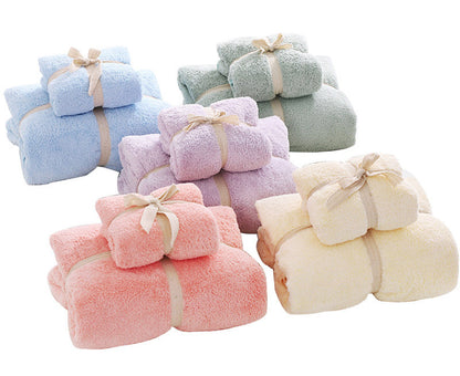 2 PCS Luxury Soft Fleece Bath Towels Set Cream