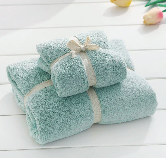 2 PCS Luxury Soft Fleece Bath Towels Set Mint