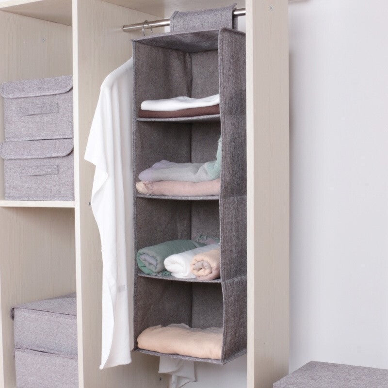 5 Tier Hanging Wardrobe Organiser for Closet Storage