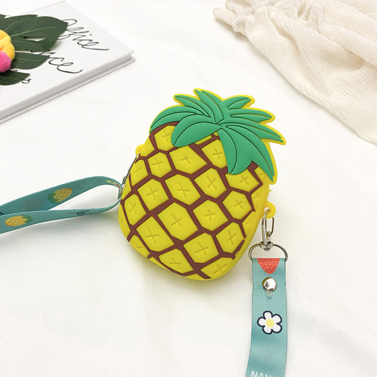 Cute Pineapple Silicone Crossbody Bag for Girls