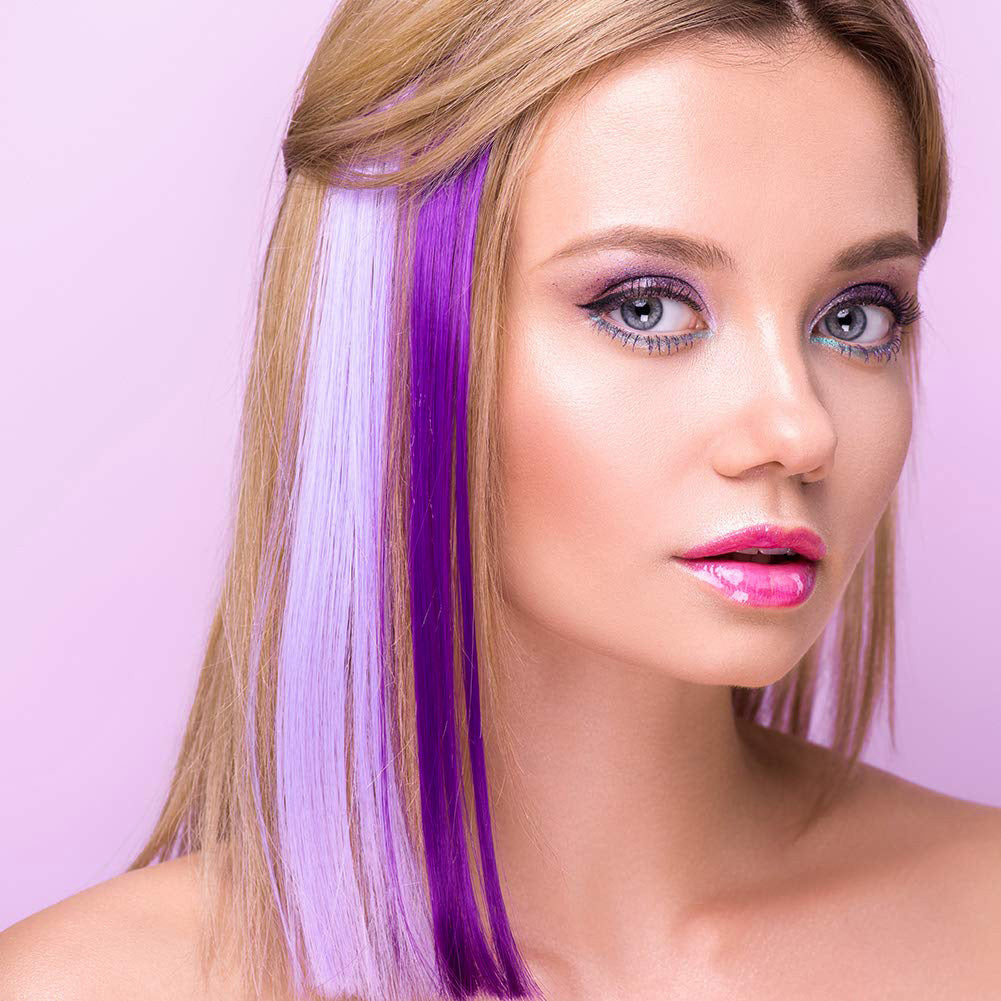 Vibrant Royal Purple Instant Clip In Hair Extension Highlight