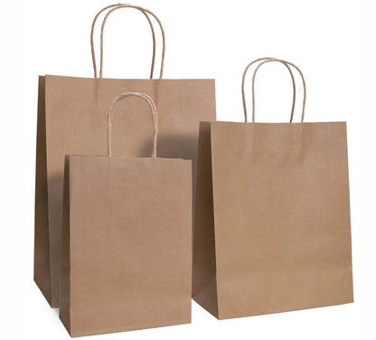 20 Pack Kraft Paper Gift Shopping Bags with Handles Brown