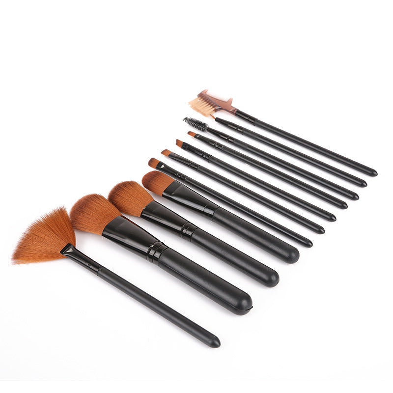 12 Piece Professional Makeup Brush Set with Travel Case Pink