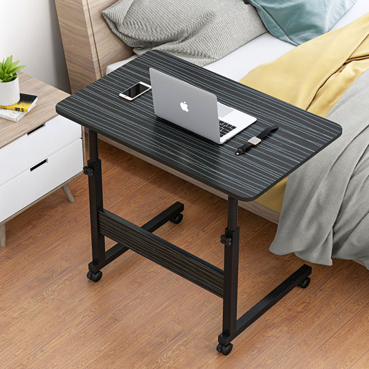 Adjustable Portable Sofa Bed Side Table Laptop Desk with Wheels Black