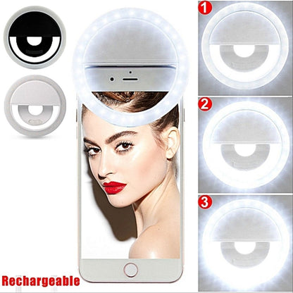 Selfie Ring Light for Mobile Phone Camera with Adjustable Brightness