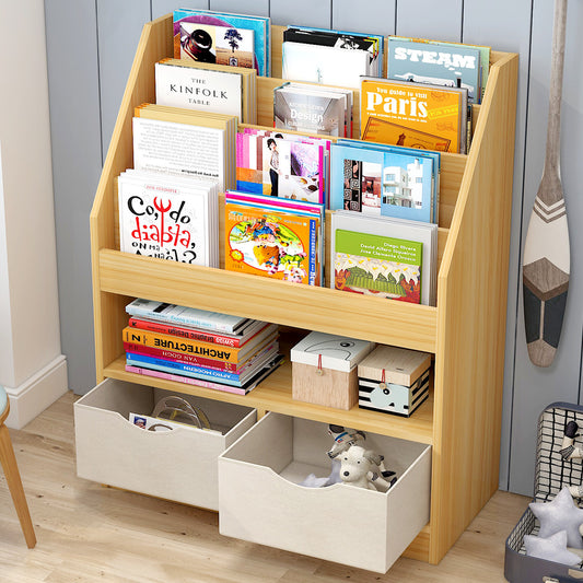 Stylish Multi-tier Bookcase Storage Shelf with Organisers Oak