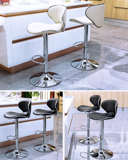 Set of 2 Designer PU Leather Bar Stools Modern White