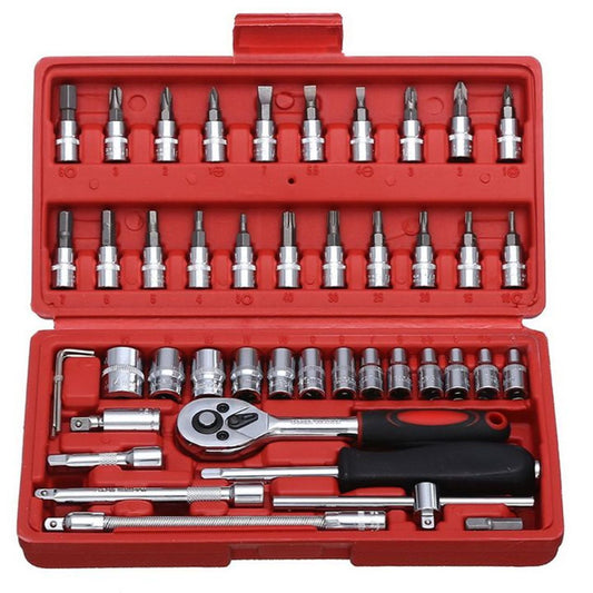 46 PCS Socket Ratchet Screwdriver Torque Wrench Tool Set Repair Kit High Quality