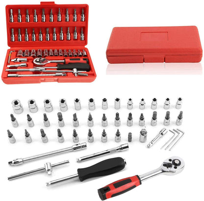 46 PCS Socket Ratchet Screwdriver Torque Wrench Tool Set Repair Kit High Quality