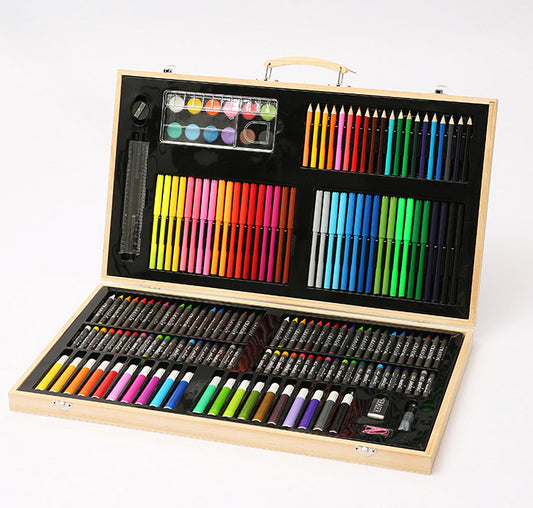 180 Piece Complete Painting Set in Wooden Box Drawing Art Kit