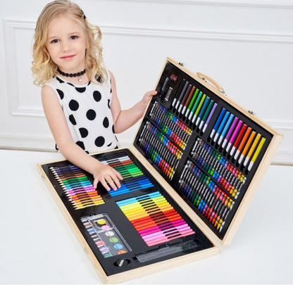 180 Piece Complete Painting Set in Wooden Box Drawing Art Kit