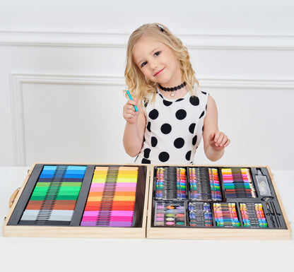 180 Piece Complete Painting Set in Wooden Box Drawing Art Kit