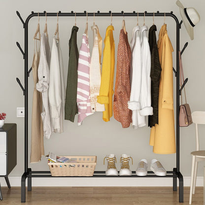 Stylish Coat Hanging Stand Wardrobe Clothes Hanger Rack Black